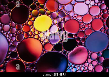 colorful circles with water and oil, multi colored background Stock Photo