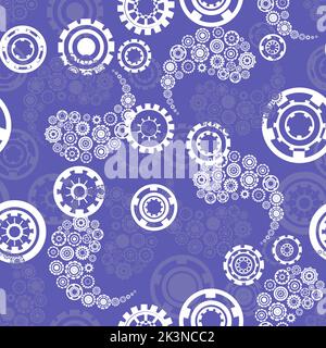 white snowflakes of various shapes like gears pattern without background Stock Vector