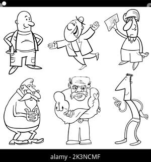 Black and White Cartoon Illustration of Ruffian Man in Hat and Coat ...