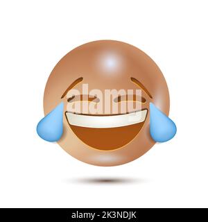 Face with tears of joy, haha emoji. funny yellow emoticon. realistic emoticon. Isolated 3D. Vector Emoticon. for ui interface Stock Vector