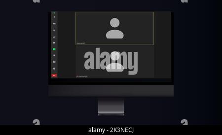 Video conferencing user interface. Online conference meeting. Video conferencing window overlay. Video Call. Remote communication. Stock Vector