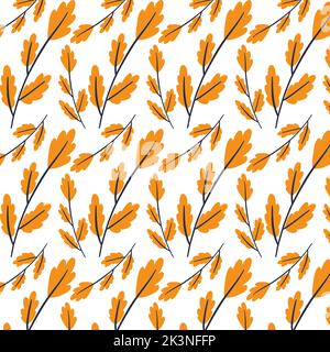 Autumn leaves scandinavian style seamless pattern. Stock Vector