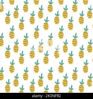 Cartoon pineapples scandinavian style seamless pattern. Stock Vector