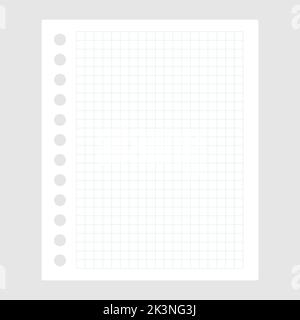 Squared clean notepaper. Paper blank empty sheet. Vector isolated on white. Stock Vector