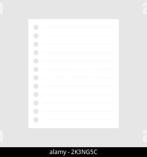 Realistic lined notepaper. Paper blank empty sheet. Vector isolated on white. Stock Vector