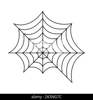 Spider web. Halloween hand drawn cobweb. Vector illustration isolated on white. Stock Vector