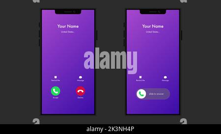 Smartphone with incoming call on display. Incoming call. Vector stock ...