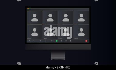 Video conference user interface, video conference calls window overlay Stock Vector