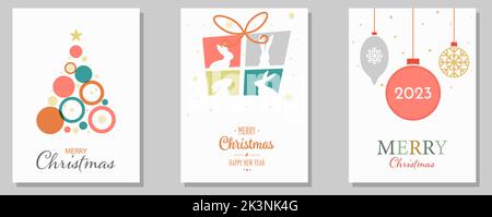 Merry Christmas Holidays cards. Modern universal artistic templates. Vector illustration Stock Vector
