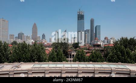 Tianjin, China, overlooking the city center from the inside of Minyuan Square Stock Photo