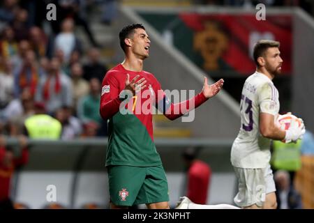 Braga, Portugal. 27th Sep, 2022. CRISTIANO RONALDO of Portugal reacts during the UEFA Nations League Group A2 football match between Portugal and Spain, at the Municipal Stadium. Spain won 1:0. (Credit Image: © Pedro Fiuza/ZUMA Press Wire) Stock Photo