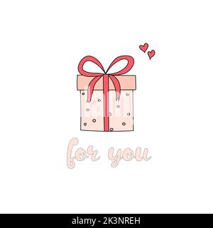 pink gift box with an inscription for you Stock Vector