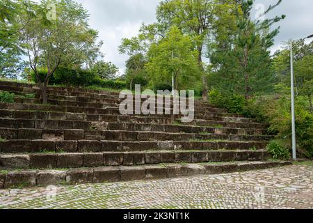 Image of Theater of Guelatao de Juárez, birthplace of president Benito Juarez, Oaxaca, Mexico Stock Photo