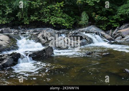 Cascades in the Little Patuxent River outside the Historic Savage Mill, Savage, Maryland, USA Stock Photo