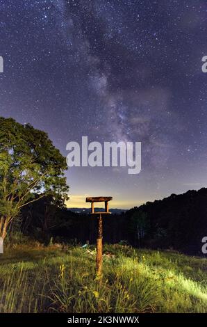 The Milky Way and the night sky as seen from rural Virginia in the United States. Stock Photo