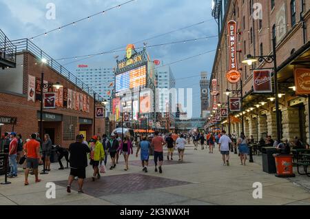 Crowds at Camden Yards at Oriole Park for the Orioles Game in Baltimore, Maryland Stock Photo