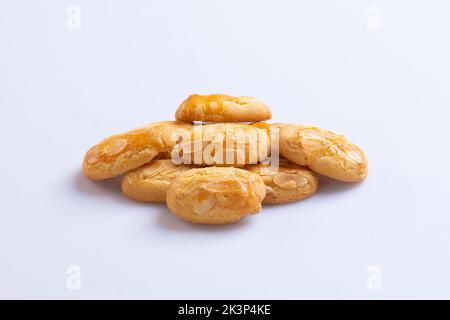 Collection of cookies on white background, Butter cookies, chocolate cookies, coffee cookies, slates cookies etc. Stock Photo