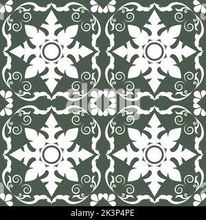abstract dark green pattern for decoration on tiles in interior architecture wall vector illustration Stock Vector