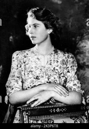 Young Princess Elizabeth (Later Queen Elizabeth II) in a 1944 studio portrait just prior to her 18th birthday. Stock Photo