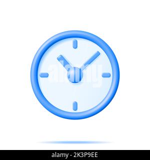 3D Simple Classic Round Wall Clock Isolated Stock Vector