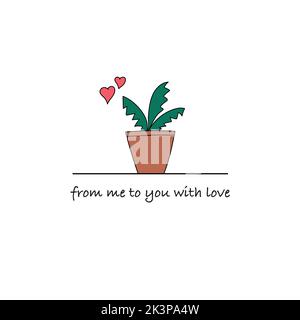 card with funny cactus with words from me to you with love Stock Vector
