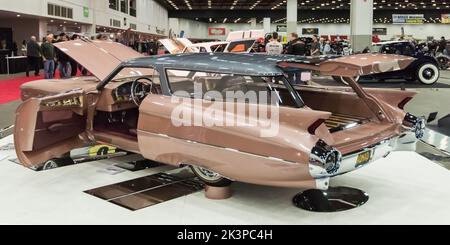 DETROIT, MI/USA - March 1, 2019: 1959 Cadillac Eldorado Brougham wagon interpretation, 'Great 8' finalist, Ridler trophy winner, Detroit Autorama. Stock Photo