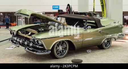 DETROIT, MI/USA - March 1, 2019: A 1959 Chrysler Imperial interpretation, on display at the Detroit Autorama. Stock Photo