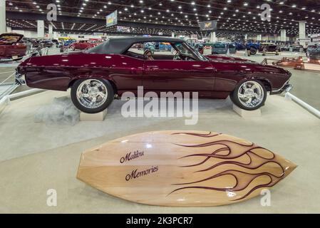 DETROIT, MI/USA - March 1, 2019: 'Malibu Memories', a 1969 Chevrolet Chevelle Malibu interpretation, on display at the Detroit Autorama. Stock Photo
