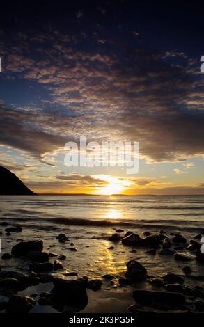 Penmaenmawr Beach, Conwy, North Wales, United Kingdom, Stock Photo