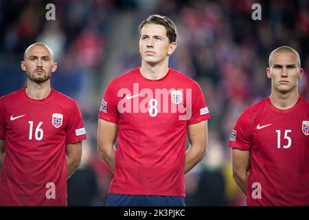 Oslo, Norway. 27th Sep, 2022. Sander Berge (8) of Norway seen during the UEFA Nations League match between Norway and Serbia at Ullevaal Stadion in Oslo. (Photo Credit: Gonzales Photo/Alamy Live News Stock Photo