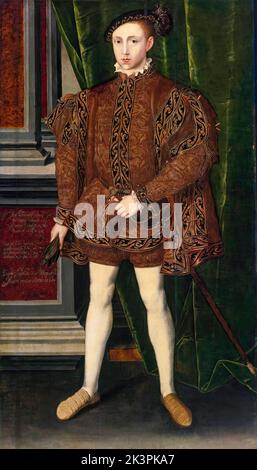Edward VI (1537-1553), King of England and Ireland (1547-1553), portrait painting in oil on panel by William Scrots and Workshop, circa 1552 Stock Photo