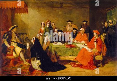 The Trial Of Queen Catherine Of Aragon, painting in oil by Henry Nelson O'Neil, 1848 Stock Photo