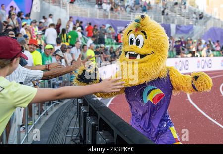 Legend games mascot for the World Athletics Championships, Hayward Field, Eugene, Oregon USA on the 20th July 2022. Photo by Gary Mitchell Stock Photo
