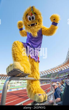Legend games mascot for the World Athletics Championships, Hayward Field, Eugene, Oregon USA on the 20th July 2022. Photo by Gary Mitchell Stock Photo