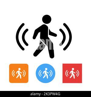 Motion Sensor icon. Editable Line Vector. Walking man symbol with motion sensor waves signal. Single Pictogram. Stock Vector