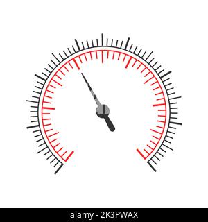 Gauge dashboard template with two round charts and arrows. 360 degree scale of measuring tool panel isolated on white background. Vector graphic illustration Stock Vector