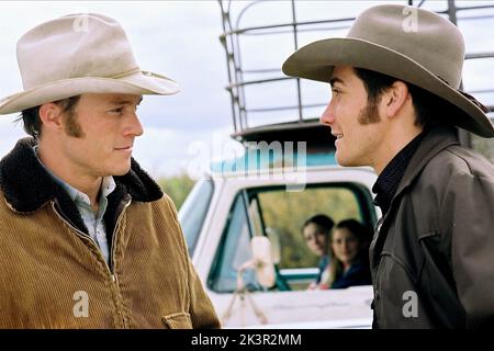 Heath Ledger & Jake Gyllenhaal Film: Brokeback Mountain (USA/CAN 2005) Characters: Ennis Del Mar & Jack Twist  Director: Ang Lee 02 September 2005   **WARNING** This Photograph is for editorial use only and is the copyright of FOCUS FEATURES and/or the Photographer assigned by the Film or Production Company and can only be reproduced by publications in conjunction with the promotion of the above Film. A Mandatory Credit To FOCUS FEATURES is required. The Photographer should also be credited when known. No commercial use can be granted without written authority from the Film Company. Stock Photo