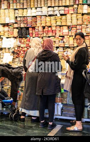 Punjabi, Indian and Asian shops and people shopping in Southall High Street, Southall, West London, England, UK Stock Photo