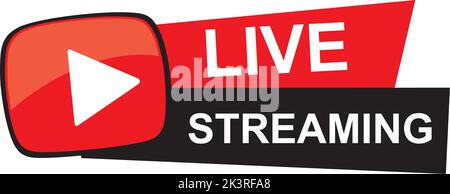 A digital illustration of a live streaming video platform sign on a white background Stock Vector