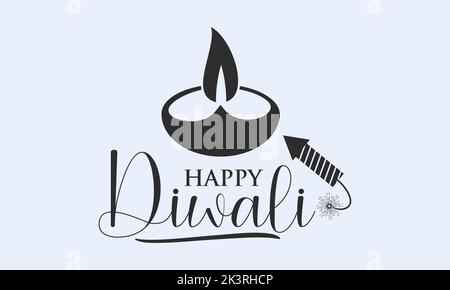 Cultural calligraphy design concept of Happy Diwali/Deepavali with lamp. Festival design vector illustration. Stock Vector