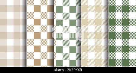 Vichy Seamless set. Pastel gingham pattern. Background for Easter, wallpaper, blanket. Stock Vector