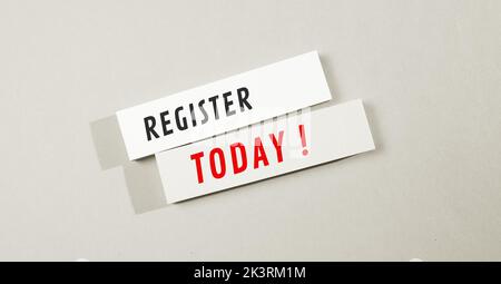 Close up conceptual shot of a business idea showing Register Stock Photo