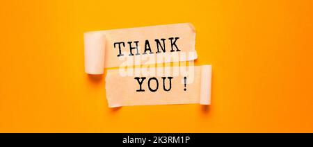 Close up conceptual shot of a idea showing Thank You Stock Photo