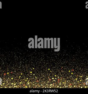 Black background with golden sparkles. Sparkling gold luxurious sparkling confetti. Stock Vector