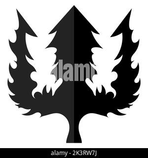 Trident Silhouette Icon Isolated on White Background Stock Vector