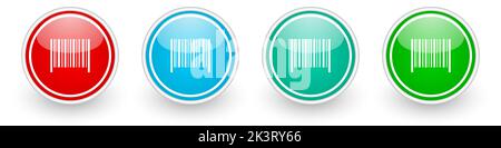 Barcode icon vector icons, colorful glossy buttons on white Stock Vector