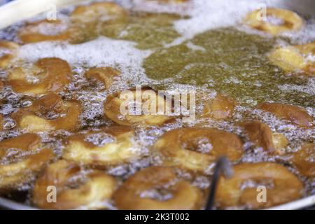 Detail of typical Spanish dessert fried in oil Stock Photo