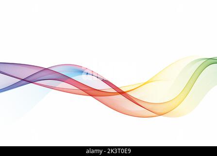 Rainbow wavy smoky lines on a transparent background. Abstract ...