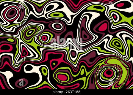 Bright multicolored abstract stain texture design. Modern art of optical illusions. Background with flowing striped spots for poster, flyer, fabric Stock Vector