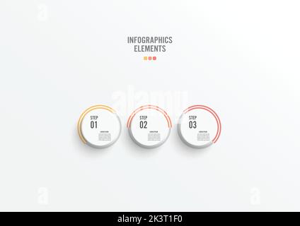 Template timeline infographic colored horizontal numbered for three position. Business concept with 3 options. can be used for workflow, banner, diagr Stock Vector